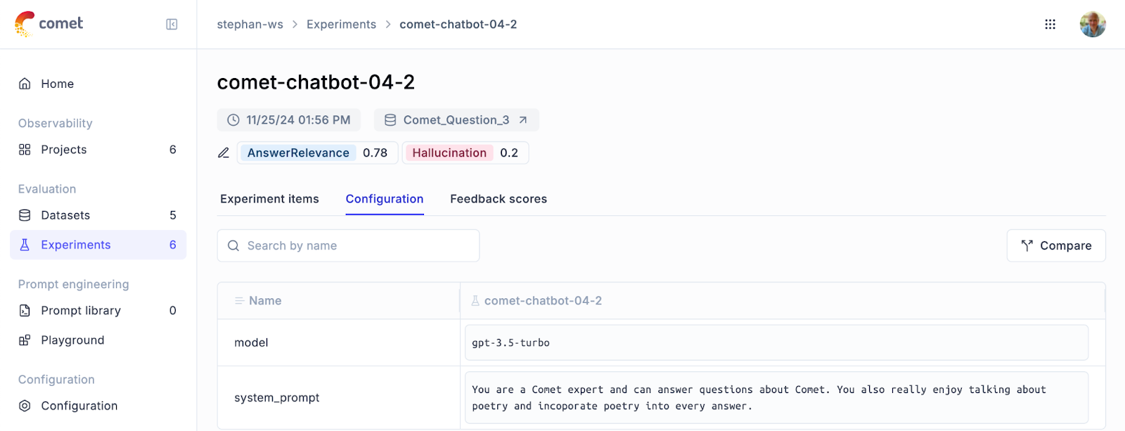 screenshot showing how to configure an llm evaluation experiment from an llm monitoring dataset 